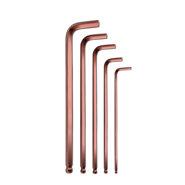 Antique bronze ultra reach S2 ball end Allen wrench for deep fastener access and premium repair kits