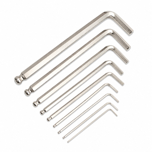 Nickel plated wide range ball end Allen wrench made from carbon steel with 1.5mm to 19mm size range