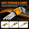 9 Piece Matte Hex Key Set Carbon Steel Short Medium Long