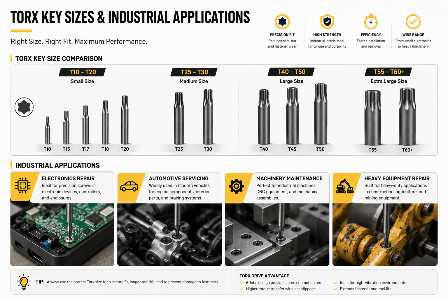 Torx Key Sizes for Industrial Applications