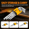 9-Piece Matte Ball End Hex Key Set Carbon Steel Short Medium Long L-Shape Allen Key Set