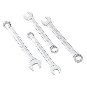 Combination wrench with chrome plated forged steel body and open box end design