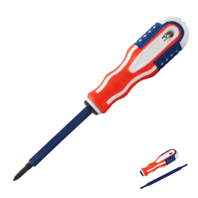 Model NS-01 compact dual head voltage tester screwdriver with red blue white PP TPR handle and 40Cr steel rod