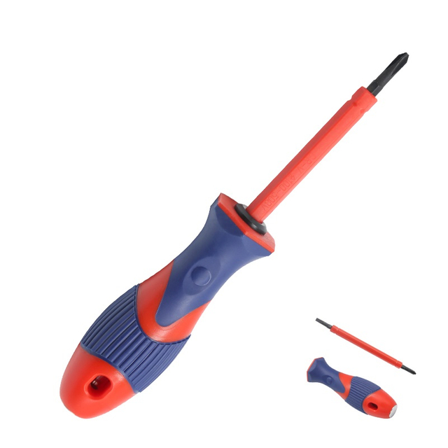 Soft grip voltage detection test screwdriver with PP TPR ergonomic handle and 40Cr probe