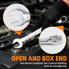 Combination wrench with chrome plated forged steel body and open box end design