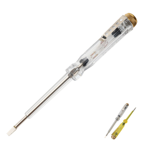 Compact pocket voltage tester screwdriver with transparent AS handle and straight 40Cr steel tip