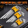 9-Piece Matte Ball End Hex Key Set Carbon Steel Short Medium Long L-Shape Allen Key Set
