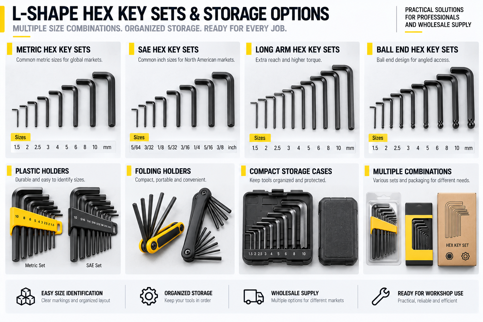 L-Shape Hex Key Size Combination and Holder Options