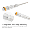 Slim transparent voltage test screwdriver model 1703 with 16mm handle and 40Cr probe