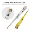 Compact pocket voltage tester screwdriver with transparent AS handle and straight 40Cr steel tip