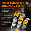 9-Piece Matte Ball End Hex Key Set Carbon Steel Short Medium Long L-Shape Allen Key Set