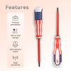 Dual function ergonomic voltage tester screwdriver NS-01L with PP TPR handle and double-end blade