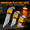 9 Piece Matte Hex Key Set Carbon Steel Short Medium Long