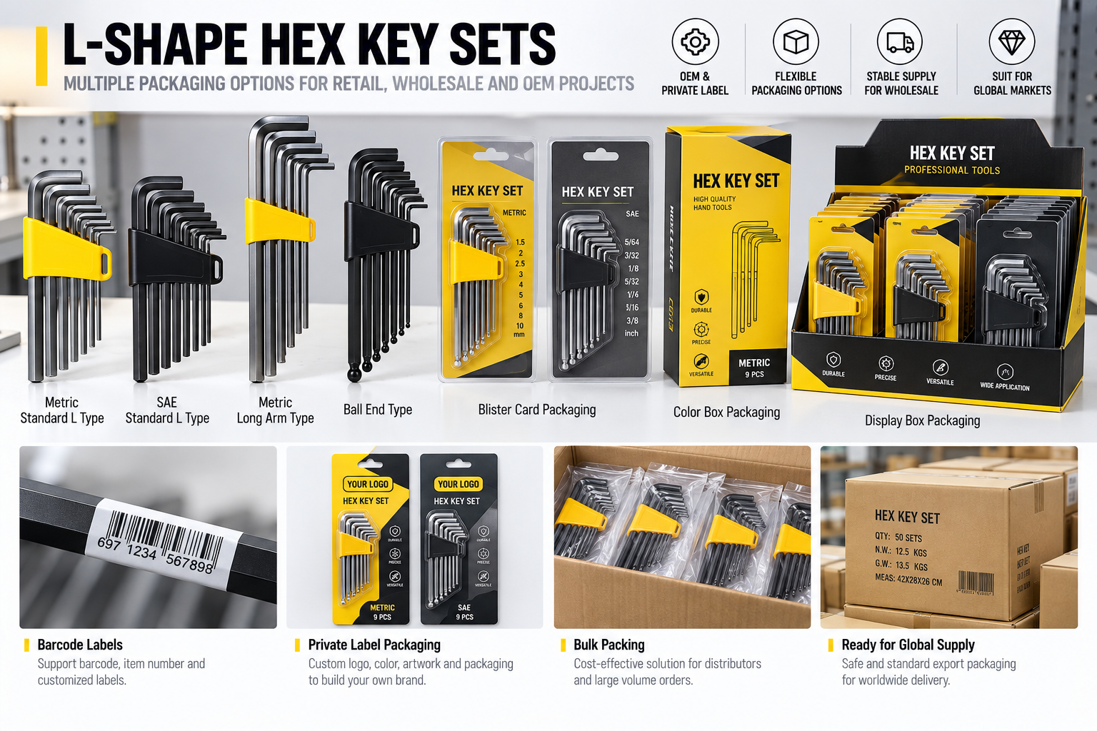 OEM Packaging for L-Shape Hex Key Sets