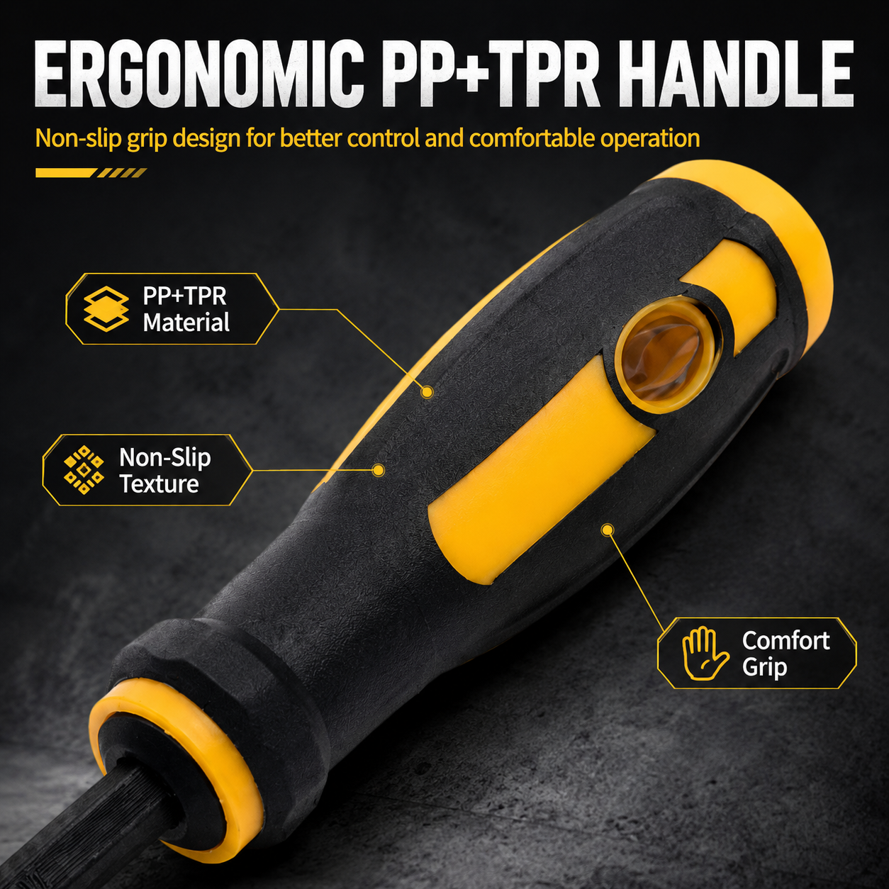 PP TPR ergonomic non slip handle of heavy duty electrical tester screwdriver model 8077